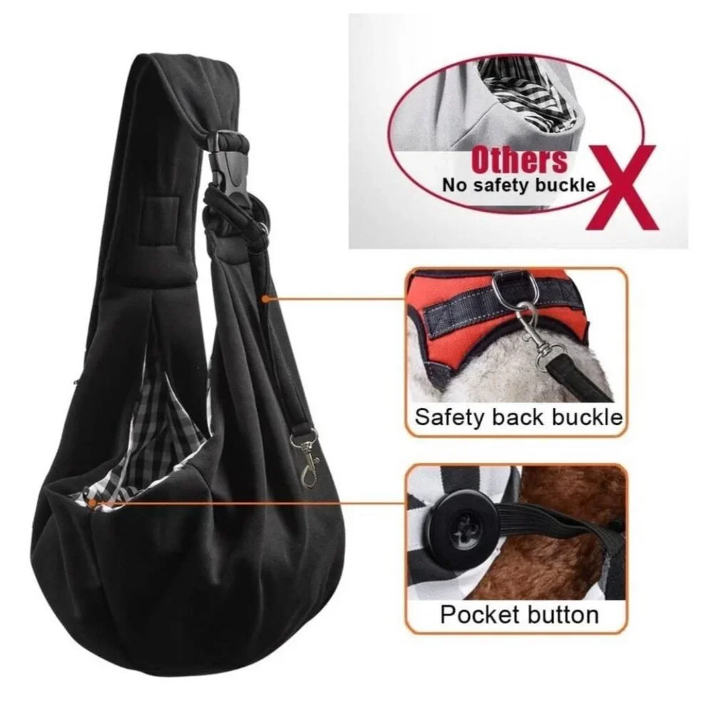 Tomkas Adjustable Pet Sling Carrier With Safety Lock & Zip Pocket Holds 10lbs